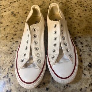 Unisex Adult Converse All Stars White Canvas Shoes size 7 Women Size 5 Mens Low